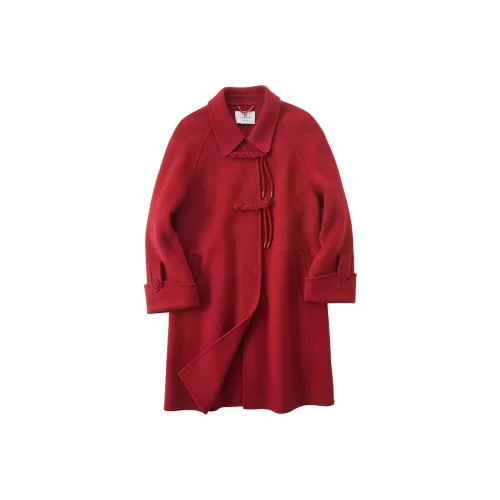 XIANGYING Coats Women's Red