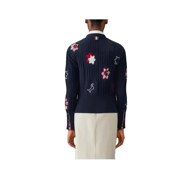 THOM BROWNE Hector Floral Intarsia knit Cardigan-1