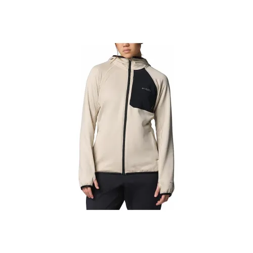 Columbia Triple Canyon Women'ss Beige Grid Sweat-shirt Hooded FZ Jacket Women's Beige