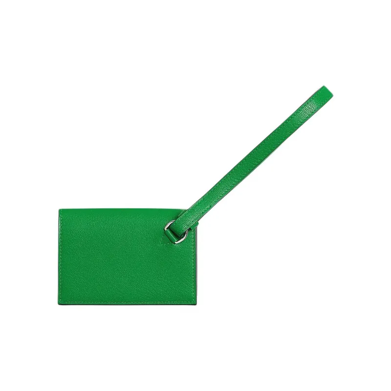 HERMES Kelly Pocket Chamkila Goat Skin Wallet Women's 1K Bambou Bamboo Green-1