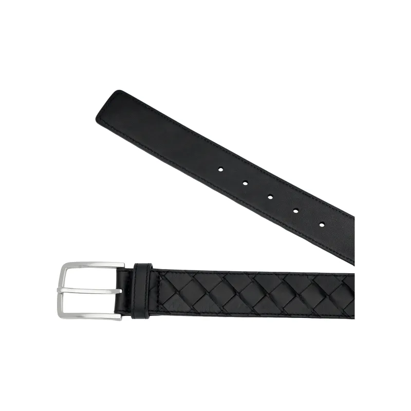 Bottega Veneta Cow Leather Belts Men's Black Width 3.5cm-3