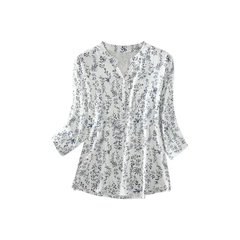 Ning Cai Yuer Shirts Women's Blue And White Porcelain