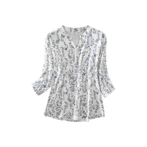 Ning Cai Yuer Shirts Women's Blue And White Porcelain