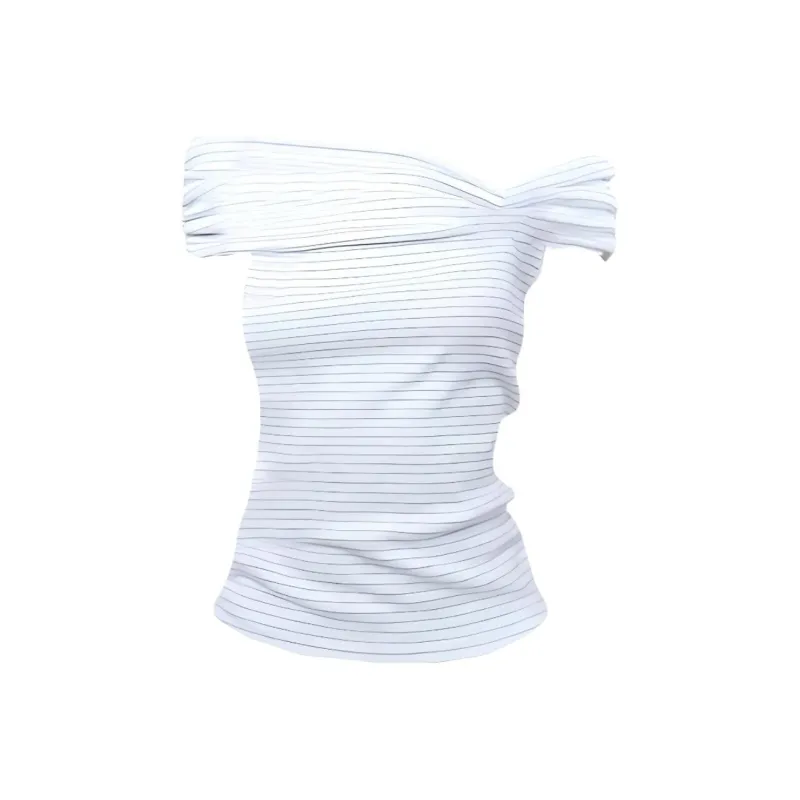 DOKZB T Shirts Women's Light Blue Stripes-1