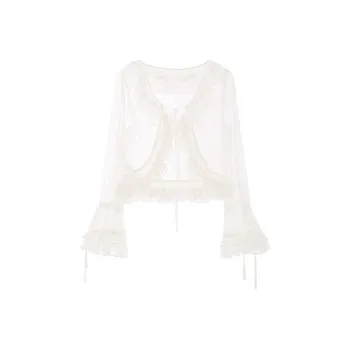 Blovelan Chiffon Shirt Women's Fairy Apricot