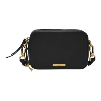 FOSSIL Genuine Leather Camera Bag, Shoulder Bag Women's Black