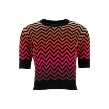 MISSONI Dégradé Chevron Motif Short Sleeved Crewneck Jumper