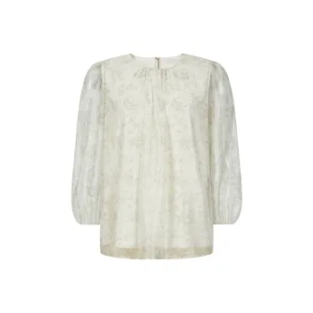 JZ. ANNAKRO Chiffon Shirt Women's Floral Light Beige
