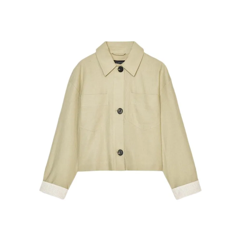 ZARA Jackets & Coats Women's Khaki-0