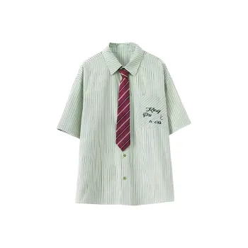 KKX Shirt Women's Green Stripes[Shirt+Tie]