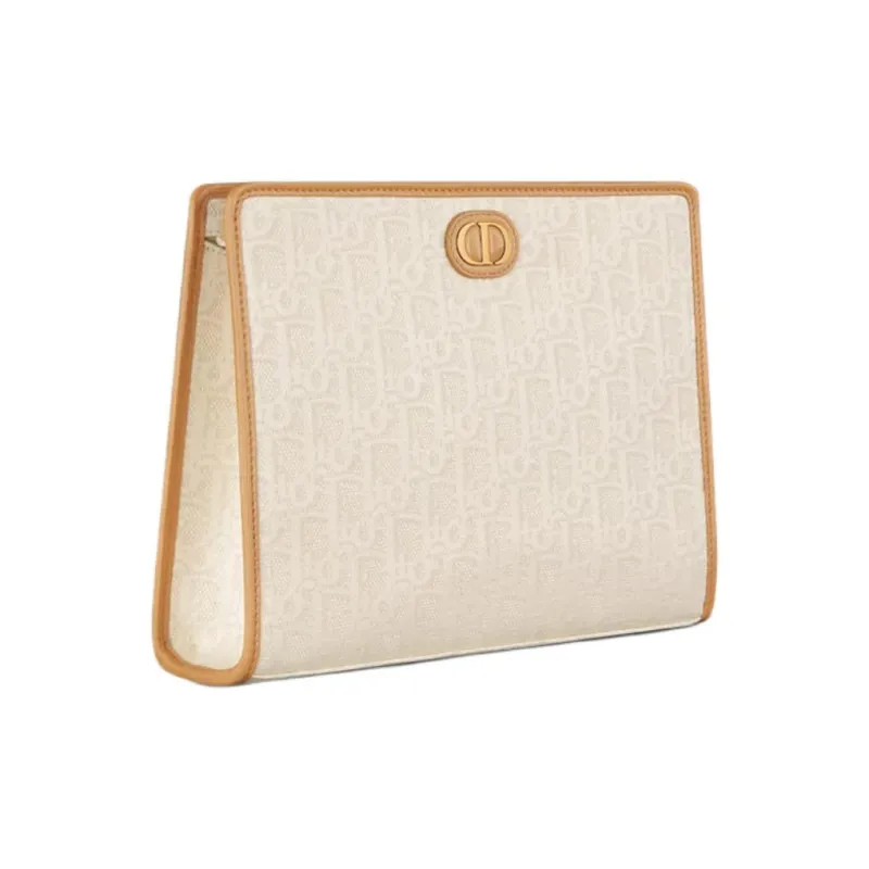 DIOR 30 Montaigne Cotton With Calfskin Clutch Trumpets Women's Light Gold-1