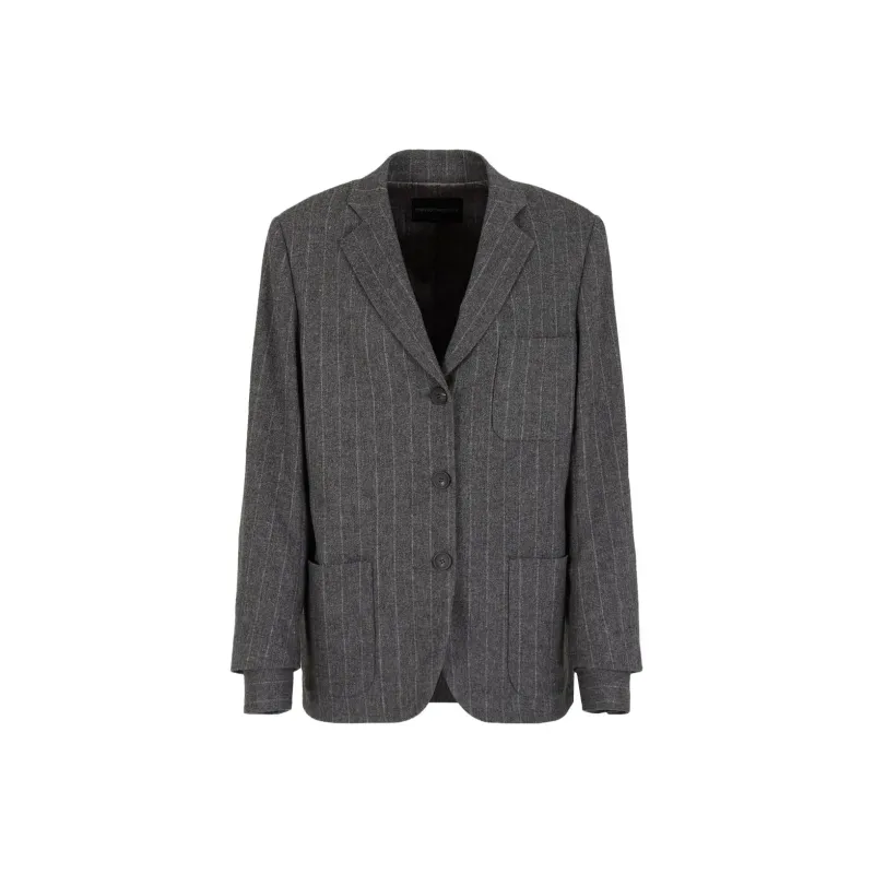 EMPORIO ARMANI Pinstriped Buttoned Blazer-0