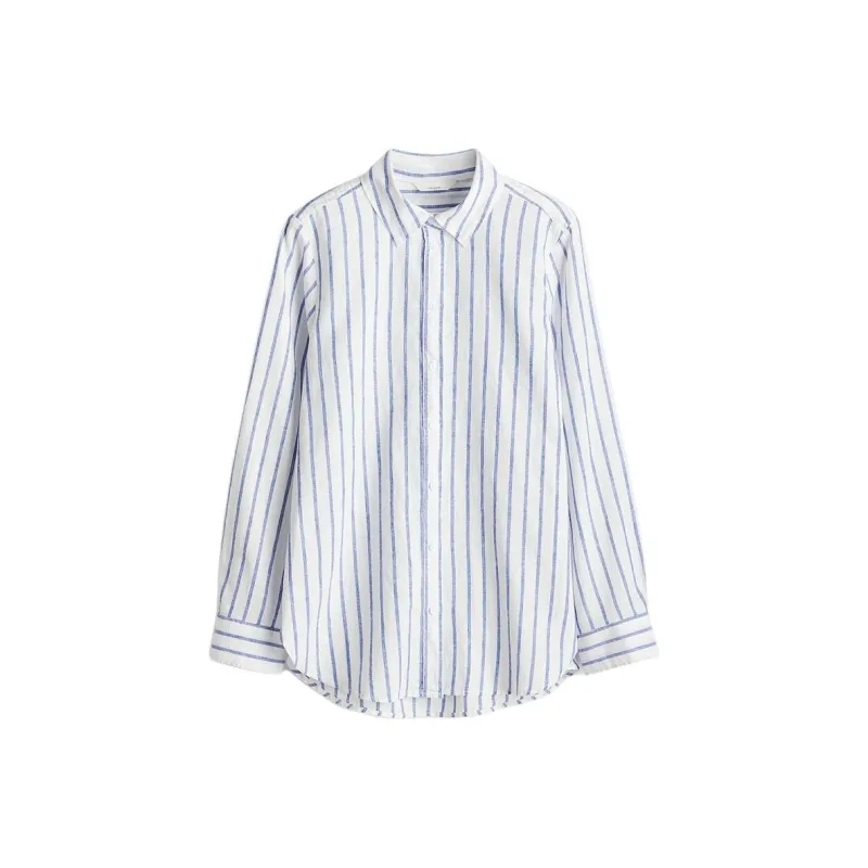 H&M Shirt Women's White/Blue Stripes-0
