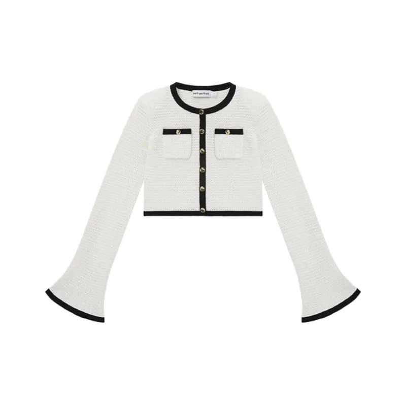 Self-portrait Crochet Button-Up Cardigan-0