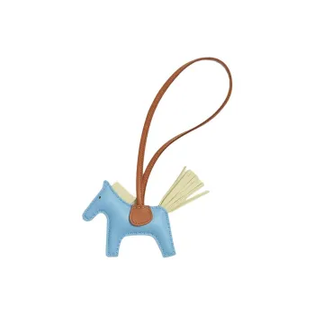 HERMES Rodeo Milo Lambskin Bag Charm Bag Accessory Small Size Women's Sky Blue & Milton Yellow
