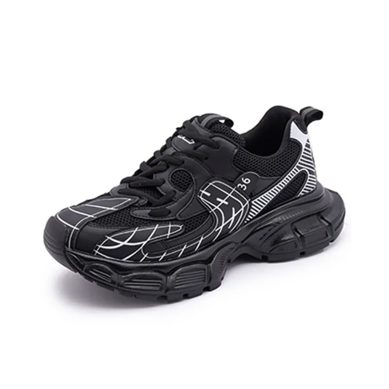 BBMTR Chunky Sneakers Women's Low Top Black/gunmetal/apricot-0