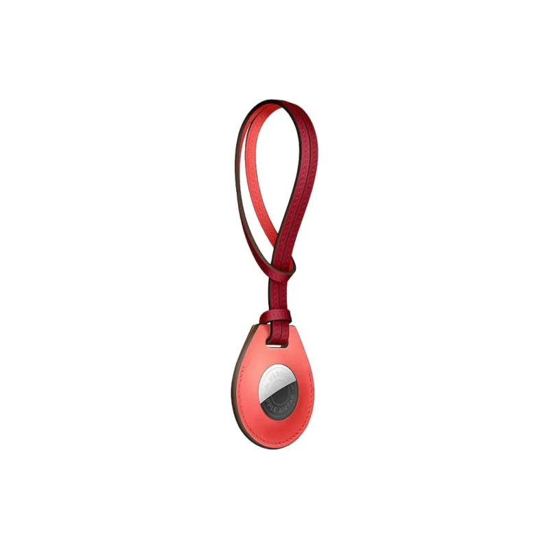 HERMES Apple AirTag Swift Leather Bag Accessory Unisex Rose Texas & Pepper Red-1
