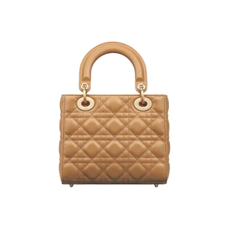 DIOR Lady Dior My ABCDior Lambskin One Shoulder Handbag Small Size Women's Light Gold-3