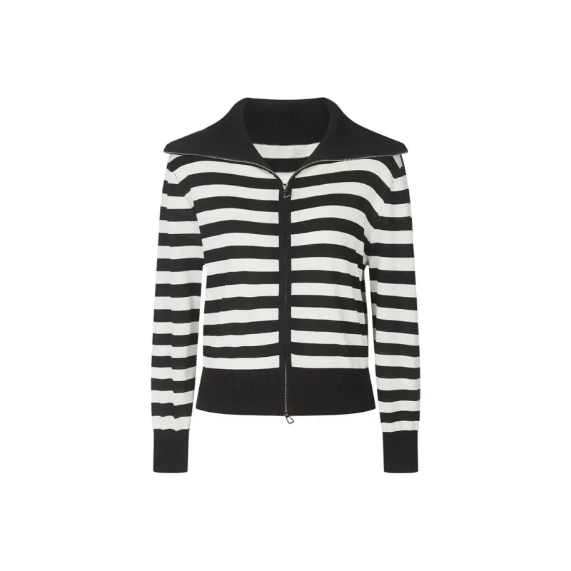 N ONE Knitwear Women's Black White Stripes-0