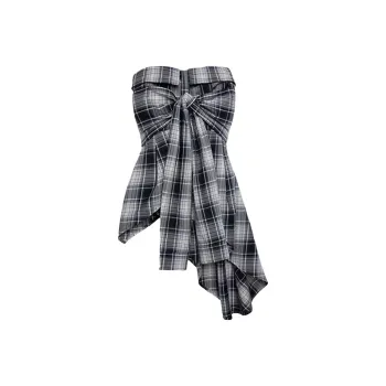 RTNH Summer Strapless Top Women's Black White Plaid