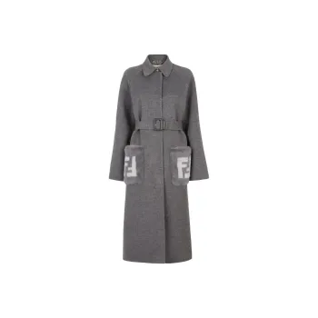 FENDI Logo Detailed Belted Coat