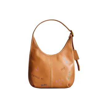 COACH Ergo Natural Leather Handbag Shoulder Bag Medium Size Women's Ginger Yellow