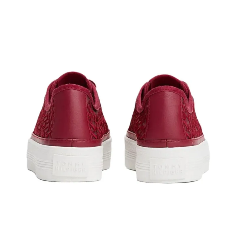 Tommy Hilfiger TH Monogram Low Top Casual Shoes Women's Red-4