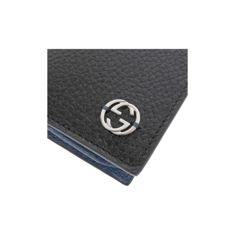GUCCI Leather Wallet Men's Black & Blue-5