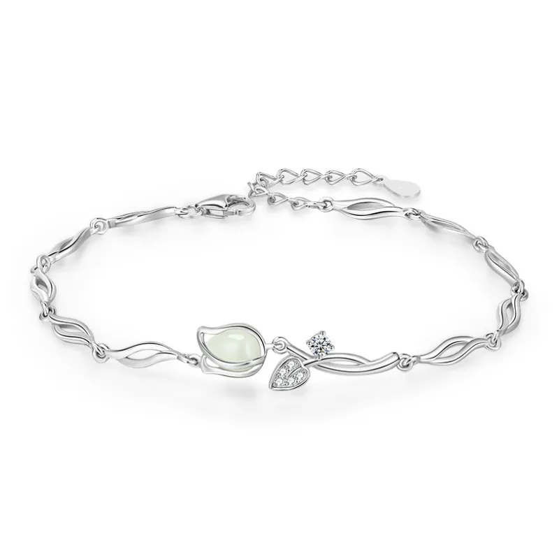 Central Fashion Hetian Jade Bracelets Green Jade Women's-0