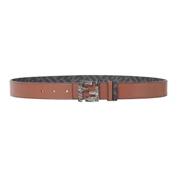 FENDI Calfskin Leather Belts Men's Brown 