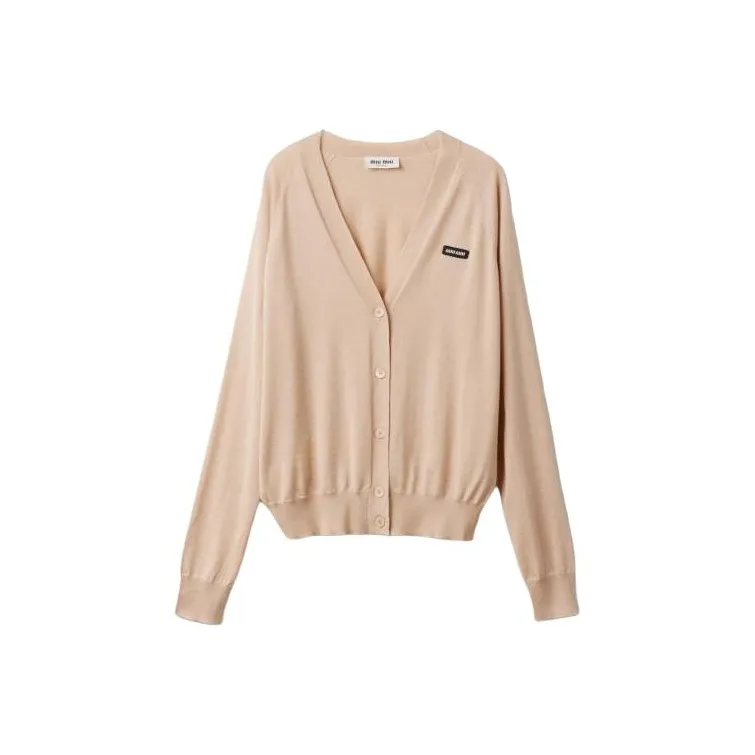 MIU MIU Cashmere And Silk Cardigan Knitwear Women's Flesh Pink-0
