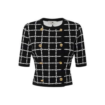 Elisabetta Franchi Logo Jacquard Cardigan