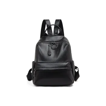 Old Man's Head Top Grain Cow Leather Backpack Women's Black/Gray/Pink