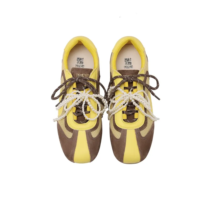 XICUNMINGWU Skateboard Shoes Women's Yellow+Brown-2