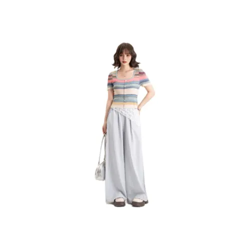 FAWENXIANGZI Crop Tops Women's Lake Blue+Card Between