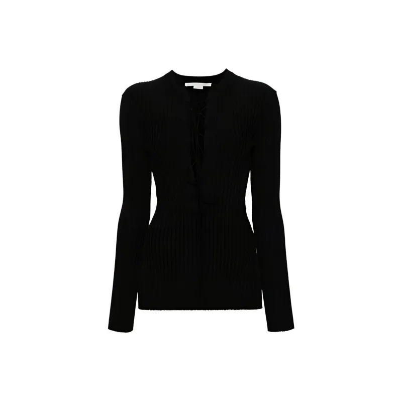 Stella McCartney Lace Up Ribbed Knit Jumper-0