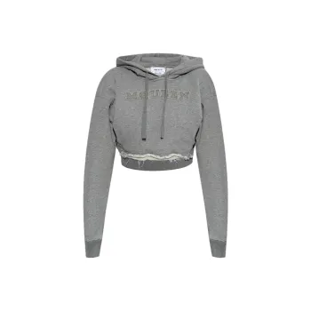Alexander McQueen Drawstring Distressed Cropped Hoodie