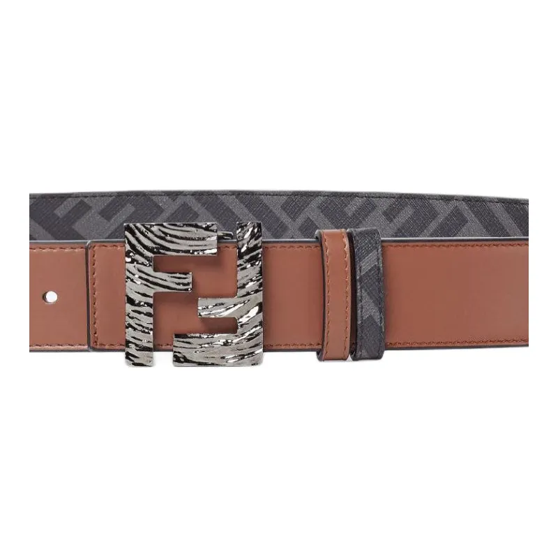 FENDI Calfskin Leather Belts Men's Brown -2