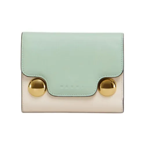 MARNI Trunkaroo Calfskin Wallet Women's Cream & Light Green