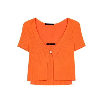 Maje Layered Ribbed Crop Top