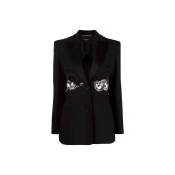VERSACE Embroidered Silk Blend Blazer 'Black'
