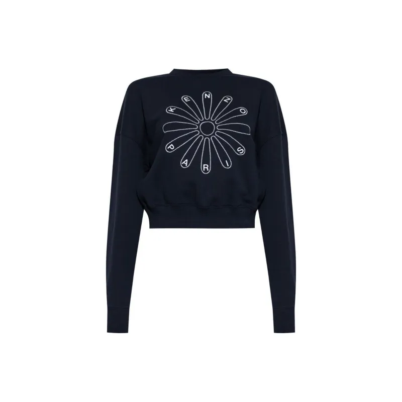 KENZO Logo Embroidered Cropped Sweatshirt-0