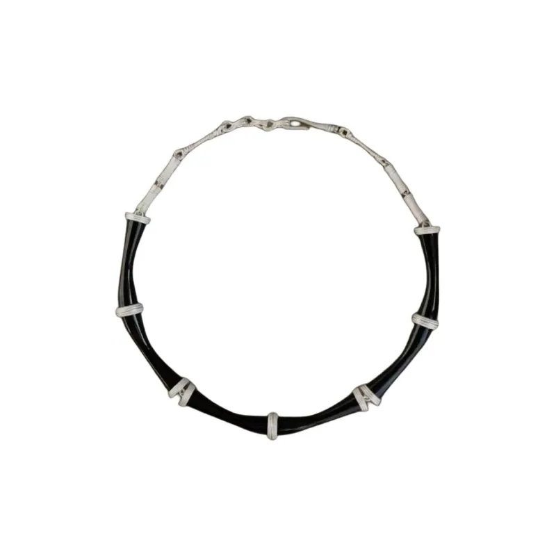 OLIO E ACETO 925 Sterling Silver Necklaces Unisex Black/Gray-0