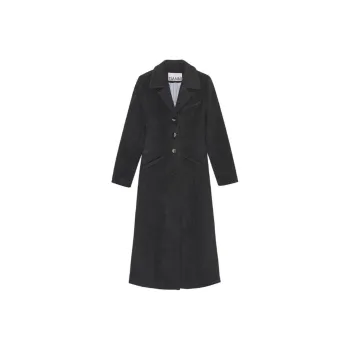 GANNI Single-breasted Wool Blend Midi Coat
