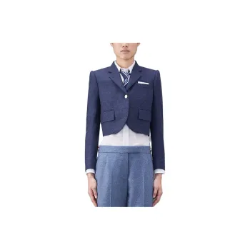THOM BROWNE Single-Breasted Cropped Flannel Jacket
