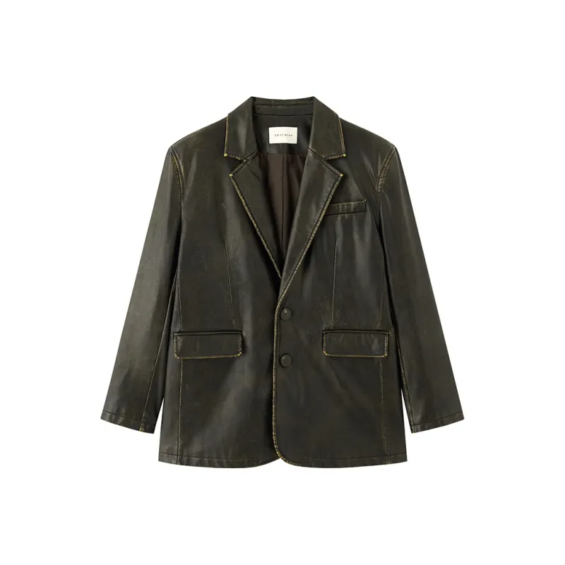 ZHOUMIAO Business Suits Women's Vintage Gold Brown-0