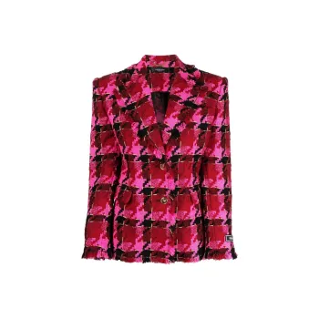 VERSACE Medusa Checked Tweed Blazer 'Red/Print'