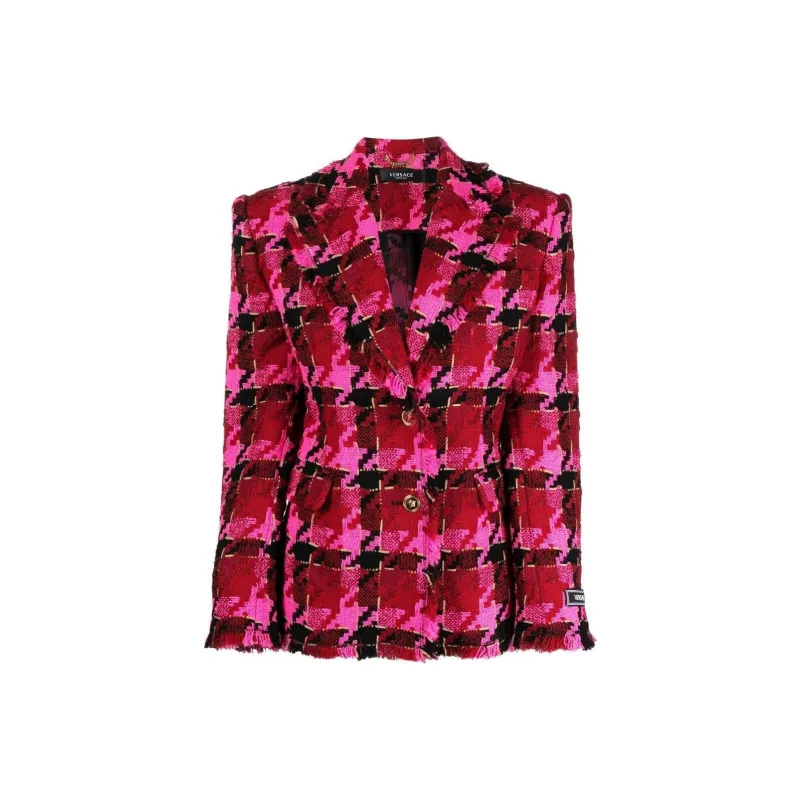 VERSACE Medusa Checked Tweed Blazer 'Red/Print'-0