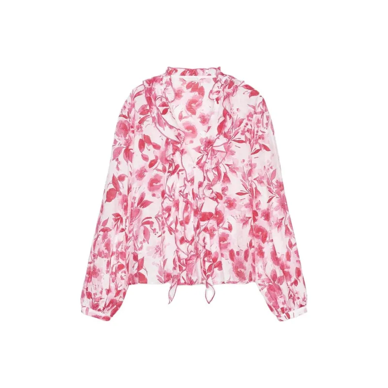 ZARA Shirts Women's Pink/White-0