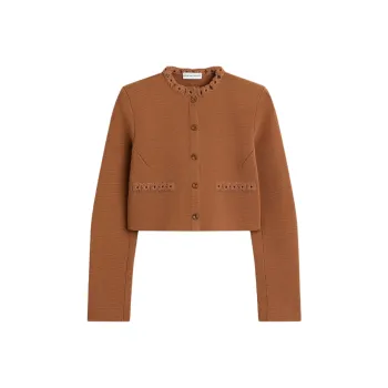 SCANLAN THEODORE Crepe Knit Daisy Crop Jacket Jackets Coats Women's Spice/Patina